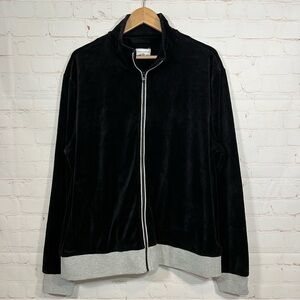 Vintage Maus Hoffman Jacket Mens Large Black Track Suit Velour Jogger Pockets